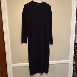Zara Black Long Sleeve Sheath Dress